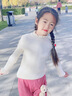 山鷗2025秋冬新款女童毛衣中大童套頭針織打底衫小女孩半高領(lǐng)秋裝LTZ 米白色【春秋款】 120 曬單實(shí)拍圖