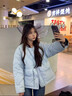 億梵莎棉服女2025新款冬季菱格韓系慵懶風(fēng)羽棉襖絨服女超好看夾棉潮外套 藍色 均碼 （可聯(lián)系客服備注碼數） 曬單實(shí)拍圖