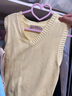 CTOX制服馬甲背心秋冬學(xué)院風(fēng)純色v領(lǐng)無(wú)袖內搭黃色套頭毛衣針織衫女 小雞黃  M 80-90斤 曬單實(shí)拍圖