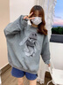 DALEY MODE2025秋冬季新款洋氣衛(wèi)衣女外穿加絨韓版寬松慵懶風刺繡長袖外套女 灰色 （加絨加厚） L （適合120-140斤） 曬單實拍圖