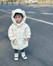G.DUCKKIDS小黃鴨童裝女童羽絨服2024新款洋氣冬季女寶寶加厚中長款兒童冬裝 米白 100 建議2~3歲【 90-100cm】cm 曬單實拍圖