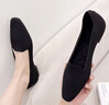 啄木鳥(niǎo)日系王妃鞋2025新款春季方頭淺口單鞋女針織編織一腳蹬平底奶奶鞋 神秘黑 38 曬單實(shí)拍圖