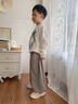 巴帝巴帝秋季款嬰幼兒童燈芯絨長(cháng)褲休閑運動(dòng)衛褲 淺灰  輪廓小熊 130 曬單實(shí)拍圖