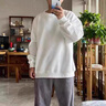 沂懿圓領(lǐng)衛衣男長(cháng)袖t恤男士秋季男裝衣服無(wú)帽男生白色衛衣寬松青少年 華夫格圓領(lǐng)長(cháng)袖衛衣【白色】 L 【110-130斤】 曬單實(shí)拍圖
