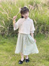 綴櫻漢服女童襦裙夏季中式民國風(fēng)女童新款兒童新夏季古風(fēng)國風(fēng)旗袍套裝 青黛套裝（不含配飾） 150 曬單實(shí)拍圖