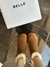 百麗（Belle）厚底增高復古雪地靴女2025冬新商場(chǎng)同款加毛保暖短靴E6W1DDD5 棕色 37 曬單實(shí)拍圖