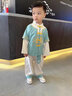 漢唐貝貝男童唐裝套裝秋季衣服中式復古寶寶秋裝棉麻漢服兒童儒雅國風(fēng)古裝 綠色 90cm 曬單實(shí)拍圖