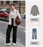 森馬（Semir）休閑褲女純棉打褶闊腿褲腰帶秋復古磨毛長(cháng)褲顯腿長(cháng)101524127005A 曬單實(shí)拍圖