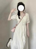 詩丹蕊溫柔風仙女氣質方領夏季連衣裙女法式設計感甜美收腰顯瘦長款裙子 圖片色 均碼【可備注碼數(shù)】 曬單實拍圖