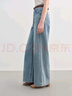 獨束大碼女裝復古高腰闊腿牛仔褲女2025新款夏季薄款寬松顯瘦長褲 牛仔藍 XL （尺碼：3） 曬單實拍圖