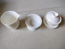 不拙白瓷三才蓋碗敬茶碗陶瓷茶具帶茶漏羊脂玉云初香雪蓋碗三件套 曬單實(shí)拍圖