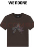 WE11DONE女士合身涂鴉印花T恤街頭風(fēng)潮流朋克風(fēng) 棕色 S 曬單實(shí)拍圖