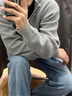 卡圖弛cleanfit慵懶風開衫立領毛衣男春秋季美式復古寬松針織衫痞帥外套 淺灰色 XL 曬單實拍圖