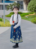 巴拉巴拉童裝女童馬面裙兒童漢服唐裝春秋裝國風(fēng)公主古風(fēng)套裝拜年服 白藍色調00318 130 曬單實(shí)拍圖