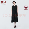 無(wú)印良品 MUJI 女式強捻無(wú)袖連衣裙女裝連身裙子夏季純棉全棉長(cháng)裙BC2JNC4S 黑色 S (155/80A) 曬單實(shí)拍圖