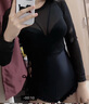 柯帛（KEBO）泳衣女夏高級感新款性感連體純欲小胸鋼托防曬罩衫溫泉游泳裝 2232黑色 XL 推薦115-128斤 曬單實(shí)拍圖