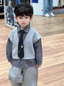 G.DUCKKIDS2025秋裝男童格子襯衫馬甲套裝潮酷兩件套洋氣束腳褲 襯衫+馬甲+領(lǐng)帶+束腳褲 120 曬單實(shí)拍圖