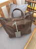 KONIKONI女士手提包真皮單肩斜挎大包大容量托特包女2026新款通勤小眾輕奢 咖啡色 曬單實(shí)拍圖
