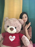 RWTW毛絨玩具超大號泰迪熊公仔玩偶抱抱熊女孩陪送女朋友生日禮物 深棕色-藍白條紋衣服 全長(cháng)1.4米-直角量1.6米 曬單實(shí)拍圖