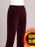 皮爾卡丹（pierre cardin）燈芯絨媽l媽加絨褲子女秋冬中年女褲寬松外穿加厚條絨直筒褲棉褲 酒紅色 加絨 5XL建議145-170斤 曬單實(shí)拍圖