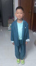 木木屋（mumuwu）兒童西裝春秋韓版休閑套裝男童帥氣攝影西服中小童活動(dòng)主持演出禮 藍色西裝+褲子+項鏈 130cm：建議體重50-56斤 曬單實(shí)拍圖