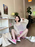 莜仙格鏤空毛衣女2024春秋新款戶外休閑風(fēng)女裝法式慵懶感上衣長袖針織衫 淡雅杏 2XL建議125斤-140斤 曬單實(shí)拍圖