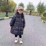 G.DUCK KIDS小黃鴨童裝女童羽絨服秋冬季中長款女寶寶衣服加厚保暖連帽外套 黑色 120碼建議110-120cm6-7歲cm 曬單實(shí)拍圖