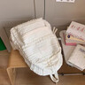 沫子韓系學(xué)院風(fēng)書(shū)包女初中生高中生少女心褶皺感上課背包旅行雙肩包女 白色大號【帶鈴鐺熊掛件】 曬單實(shí)拍圖