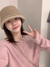 矜持范粉色針織衫女春秋季溫柔風(fēng)浣熊絨感短款毛衣外套小個(gè)子上衣 粉色 S 8090斤 曬單實(shí)拍圖