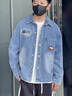 浩術(shù)牛仔襯衫套裝男生春秋款港風(fēng)休閑潮流青少年夾克外套男裝一套搭配 W45藍色 XL 曬單實(shí)拍圖