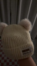 愛(ài)貝迪拉（AIBEDILA）寶寶帽子秋季冬款嬰兒護頭帽寶寶保暖毛線(xiàn)無(wú)骨帽子護耳針織童帽 毛球款毛線(xiàn)帽 米色 S碼【建議頭圍34-47M】 曬單實(shí)拍圖