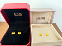 六福珠寶 足金蝴蝶黃金耳釘實(shí)心耳飾計價(jià) 約2.29克-配硅膠耳堵 曬單實(shí)拍圖