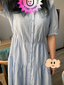 KBNE【醋酸】連衣裙女娃娃領(lǐng)襯衫裙夏季新款裙子 淡藍(lán)色 M 曬單實拍圖