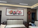 萬(wàn)葉居福（WanYeJu）純手繪牡丹畫(huà)花開(kāi)富貴圖新中式客廳裝飾畫(huà)國(guó)畫(huà)掛畫(huà)山水畫(huà)字畫(huà)壁畫(huà) 花開(kāi)富貴福滿堂A【千層牡丹】 86*218CM【展會(huì)級(jí)紅褐實(shí)木鏡框】 曬單實(shí)拍圖