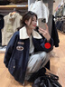 棉致羊羔絨翻領(lǐng)棉服女冬季新款加厚保暖棒球服夾克棉衣外套羽棉襖絨服 春802藏青色【高品質(zhì)】 M 105-120斤 曬單實(shí)拍圖