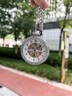 STUHRLING【官方旗艦】施圖靈經(jīng)典懷表男女復(fù)古鏤空鏈?zhǔn)綊觳睓C(jī)械懷表禮物 復(fù)古銀白（48mm） 979.01 曬單實(shí)拍圖