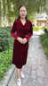 恒源祥秋季金絲絨連衣裙女長(cháng)袖2024新款酒紅禮服喜婆婆婚宴裝絲絨包 酒紅色 XL 【建議115-125斤以?xún)取?曬單實(shí)拍圖