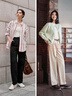 森馬（Semir）休閑褲女純棉打褶闊腿褲腰帶秋復古磨毛長(cháng)褲顯腿長(cháng)101524127005A 曬單實(shí)拍圖