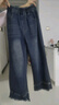 木木屋女童牛仔褲春秋款2025兒童秋季直筒闊腿褲大童長(cháng)褲子 藍色 160 曬單實(shí)拍圖