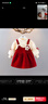 G.DUCKKIDS小黃鴨女童套裝春秋款連衣裙周歲女寶寶公主裙禮服兒童秋冬兩件套 紅色春秋套裝（花朵款夾子） 110 尺碼4~5歲【100-110cm】 曬單實(shí)拍圖