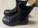 愛(ài)步（ECCO）*厚底切爾西靴女 倪妮同款一腳蹬女靴中筒牛皮靴 蹤跡220753 HL 黑色22075301001 38 曬單實(shí)拍圖