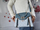 繪季質(zhì)感壓紋送給女士的包包女款2025年潮時(shí)尚手提小方包斜挎包單肩包 藍色 曬單實(shí)拍圖