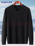 羅蒙【100%綿羊毛】純羊毛衫男士春秋冬季薄款修身V領(lǐng)套頭裝打底毛衣 曬單實(shí)拍圖