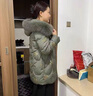 羅蒙（ROMON）媽媽羽絨服女中長款冬季中老年女士加厚高貴大碼洋氣冬裝外套 豆綠色 XL  建議85-110斤 曬單實(shí)拍圖
