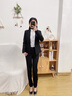 晨芙職業(yè)西裝女套裝氣質(zhì)英倫風(fēng)商務(wù)前臺面試正裝小西服外套工裝工作服 黑外套+西褲+白襯衫 S 建議80-90斤 曬單實(shí)拍圖