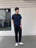 TOMMY HILFIGER【透氣舒適】夏男純棉珠地網(wǎng)眼絨面字母翻領(lǐng)短袖POLO衫34771 深藏青DW5 L （推薦：150-165斤） 曬單實(shí)拍圖
