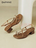 達芙妮夾趾涼鞋女2025新款夏季女鞋粗跟配裙子細帶拖鞋女外穿軟底不累腳 曬單實(shí)拍圖