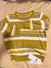 歐莎【秋日明媚條紋衫】減齡顯白七分袖套頭衫女秋季新款上衣 黃色 M 曬單實(shí)拍圖