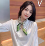 CHANEELR & KARITH真絲巾2025新款桑蠶絲甜美領(lǐng)巾花叢蝴蝶真絲披肩秋小方巾送女友 米色 曬單實(shí)拍圖