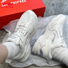 李寧（LI-NING）跑步鞋女馬卡龍配色減震回彈舒適透氣運(yùn)動(dòng)鞋情侶時(shí)尚復(fù)古老爹鞋 云霧白/銀色-3 37.5 曬單實(shí)拍圖